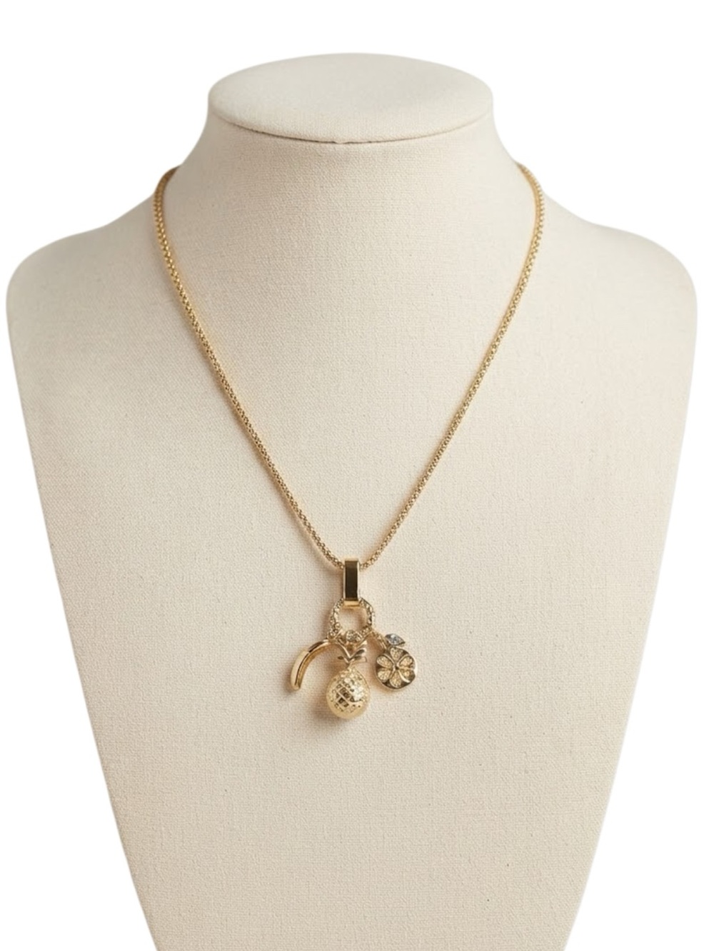 Emberly Gold Tone Fruit Charm Pendant Necklace (NWT)